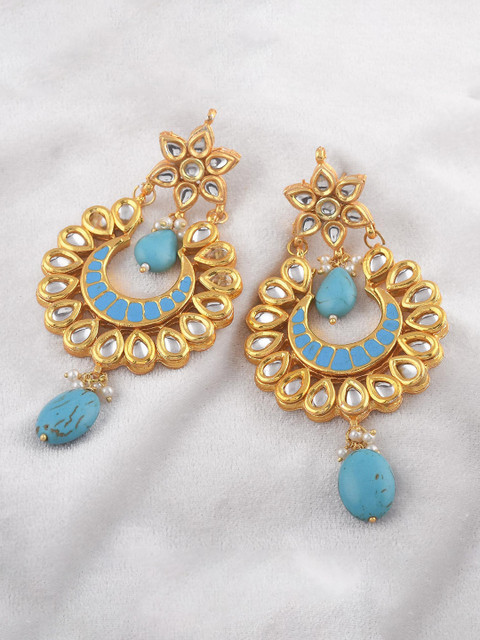 

Tistabene Blue Contemporary Gold-Plated Chandbalis Earrings