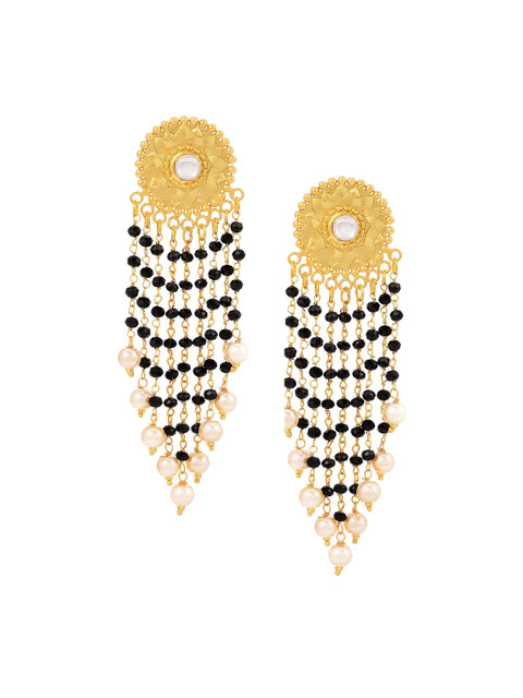 

Tistabene Black Contemporary Gold-Plated Chandelier Drop Earrings