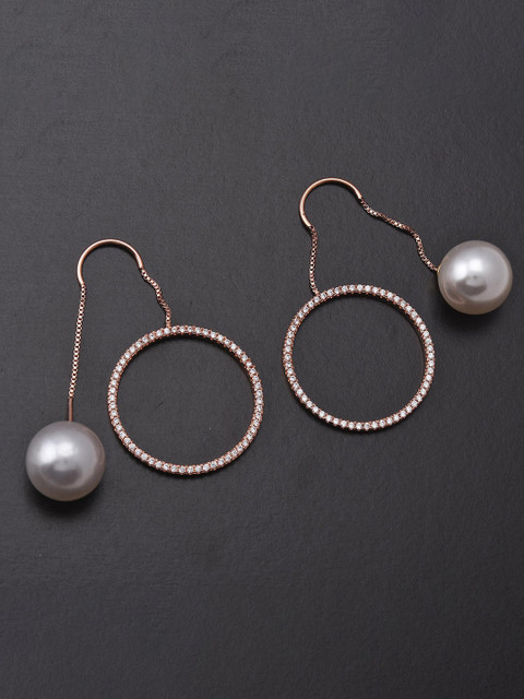 

Tistabene Rose Gold Plated & White Circular Drop Earrings
