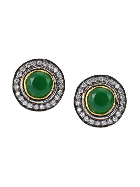 

Tistabene Gold-Toned & Green Rhodium Plated Circular Studs