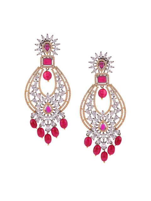 

Tistabene Red Rhodium-Plated Contemporary Drop Earrings