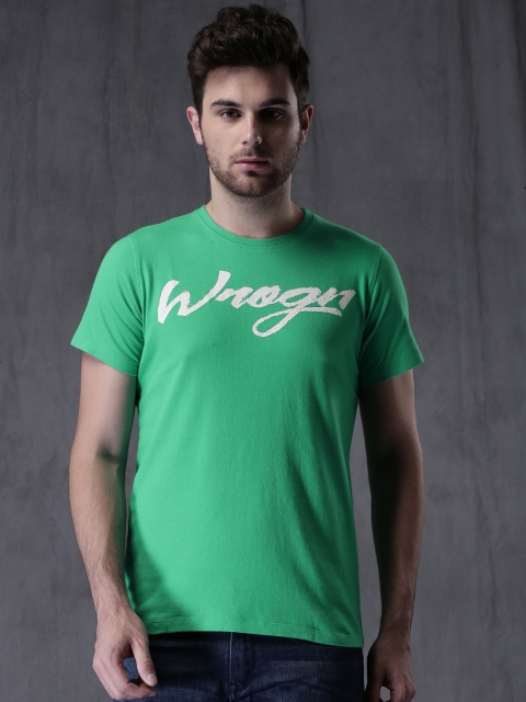 

WROGN Men Green Printed T-shirt
