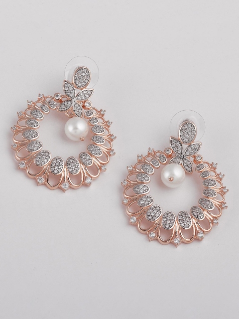 

Tistabene White & Rose Gold-Plated Contemporary Chandbalis