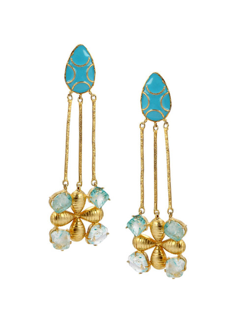 

Tistabene Blue & Gold-Toned Contemporary Drop Earrings