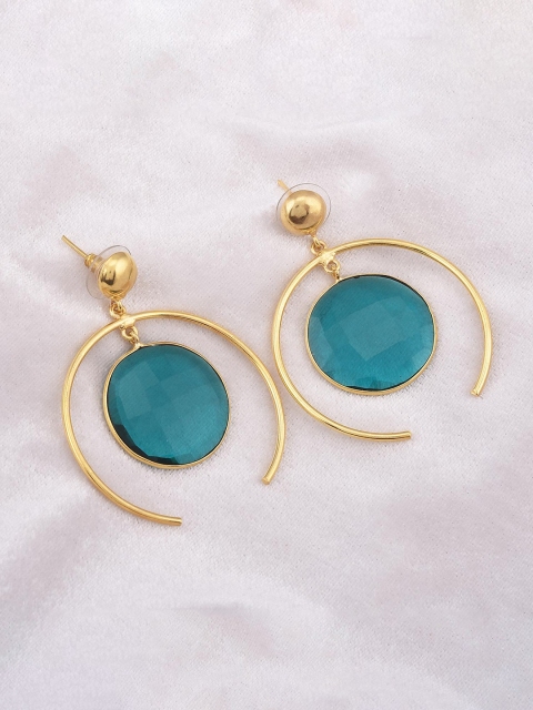 

Tistabene Gold-Plated & Teal Circular Drop Earrings