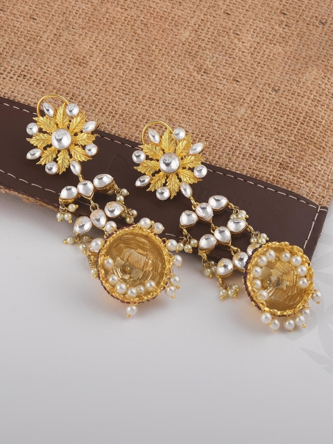

Tistabene Gold-Plated & White Floral Jhumkas