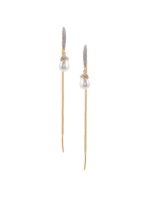 

Tistabene Gold-Toned & White Contemporary Drop Earrings