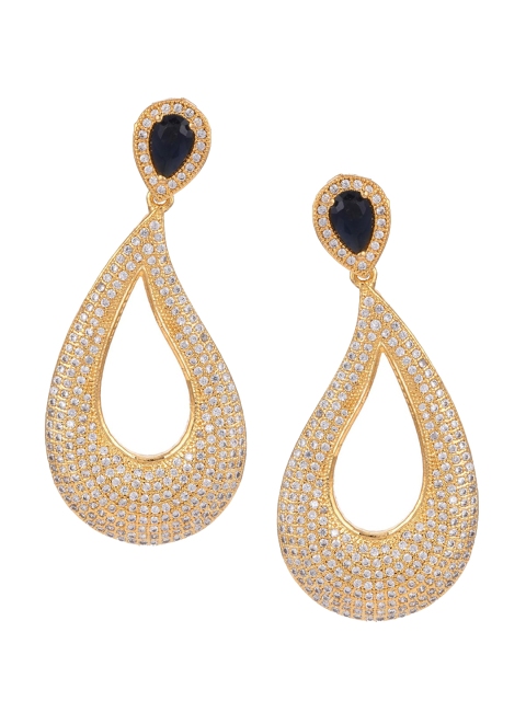 

Tistabene Gold-Plated & White Paisley Shaped Drop Earrings