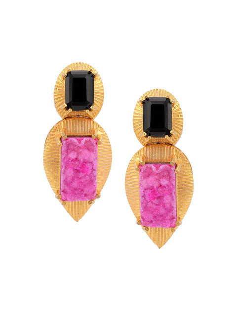 

Tistabene Black & Gold-Toned Contemporary Drop Earrings