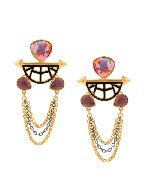 

Tistabene Multicoloured Gold-Plated Contemporary Drop Earrings, Multi