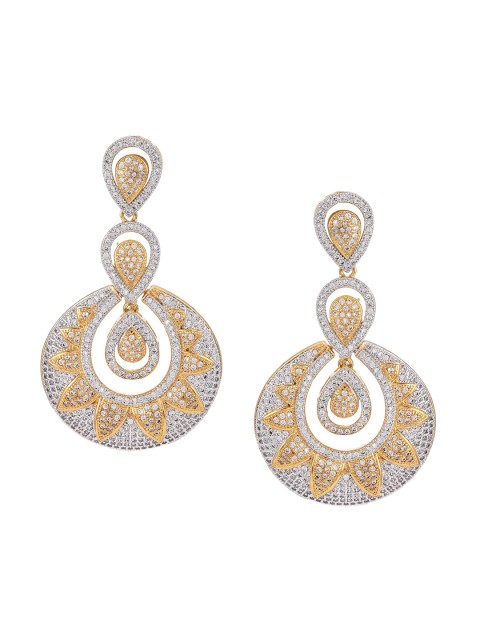 

Tistabene White & Gold-Plated Contemporary Drop Earrings
