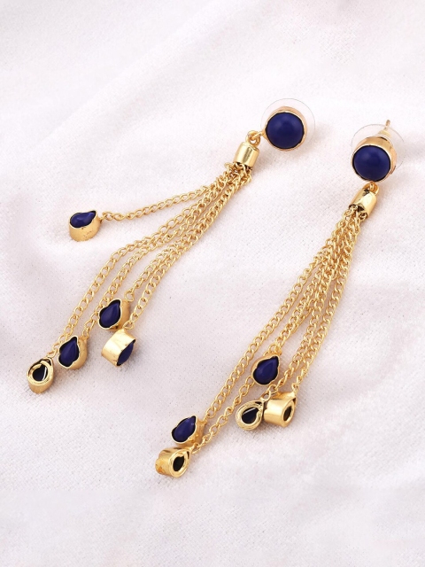 

Tistabene Gold-Plated & Blue Contemporary Drop Earrings