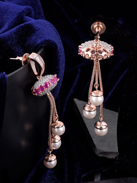 

Tistabene Purple Rose Gold Plated Contemporary Drop Earrings