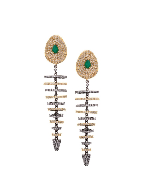 

Tistabene Gold-Toned & Grey Rhodium Plated Contemporary Drop Earrings