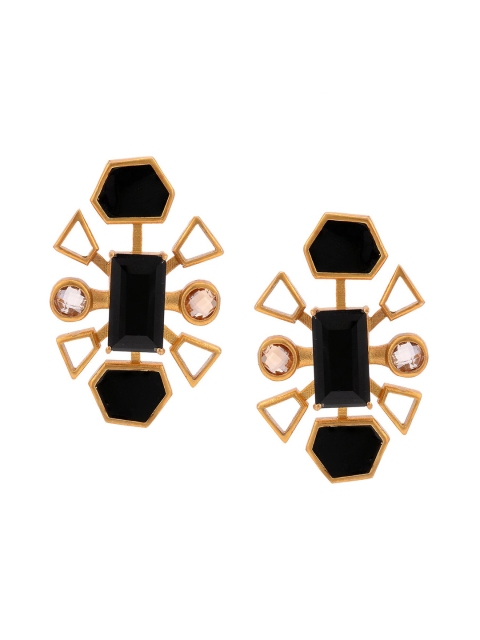 

Tistabene Black & Gold-Plated Geometric Drop Earrings