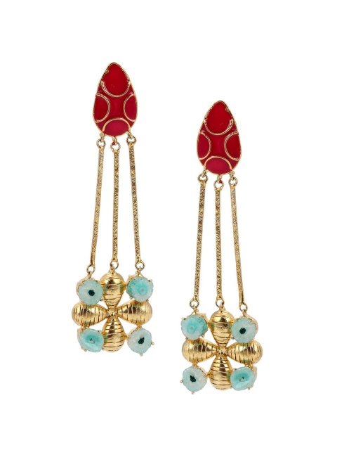 

Tistabene Pink Contemporary Gold-Plated Drop Earrings