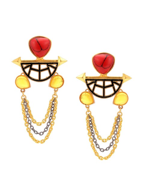 

Tistabene Gold-Plated & Red Contemporary Drop Earrings