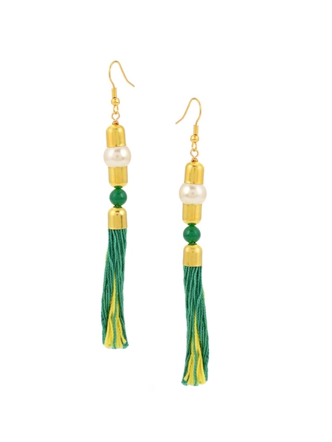 

Tistabene Green & Gold-Toned Contemporary Drop Earrings