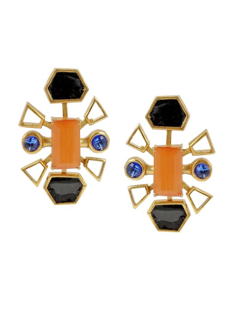 

Tistabene Gold-Plated & Blue Contemporary Drop Earrings