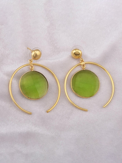 

Tistabene Gold-Platedd & Green Contemporary Drop Earrings