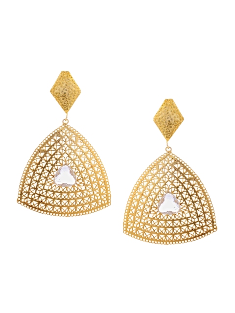 

Tistabene Gold-Plated Contemporary Fine Jali Work Drop Earrings