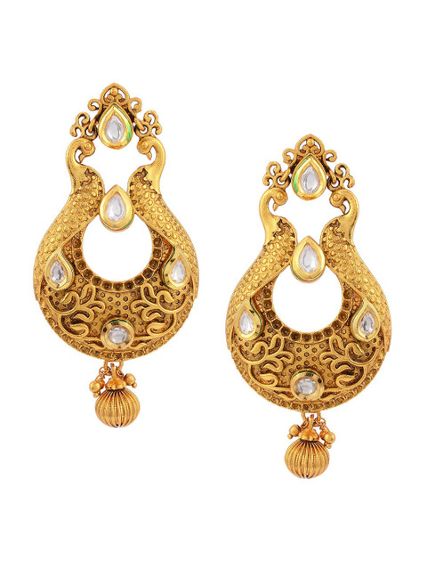 

Tistabene Gold-Toned Contemporary Gold-Plated Chandbalis Earrings