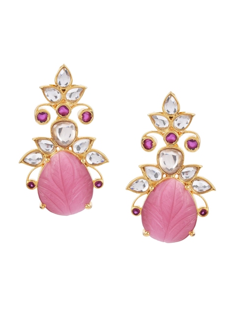 

Tistabene Pink & Gold-Plated Contemporary Drop Earrings