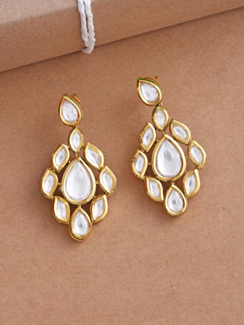 

Tistabene White & Gold-Plated Contemporary Drop Earrings