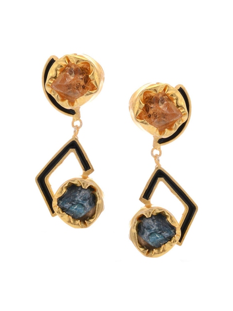 

Tistabene Yellow & Blue Gold-Plated Contemporary Studs Earrings