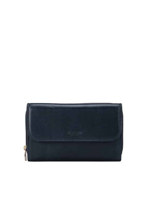 

Da Milano Women Navy Blue Leather Zip Around Wallet