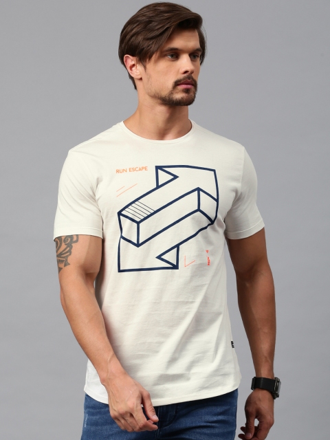 

HRX by Hrithik Roshan Men Off-White Printed T-shirt