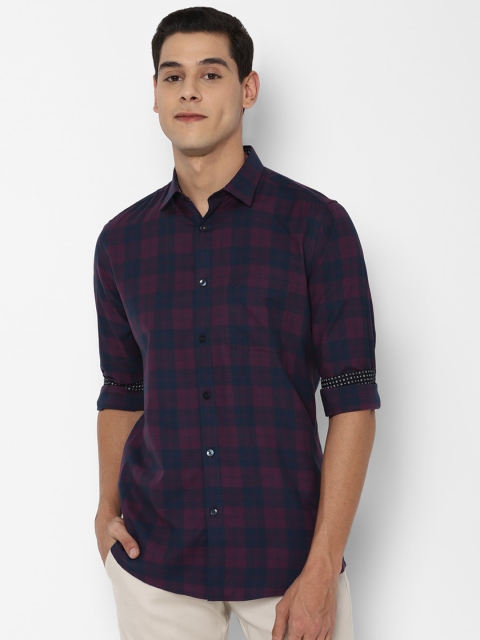 

Allen Solly Men Navy Blue Pure Cotton Slim Fit Windowpane Checks Casual Shirt
