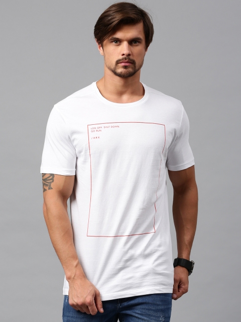 

HRX by Hrithik Roshan Men White Printed Round Neck T-shirt