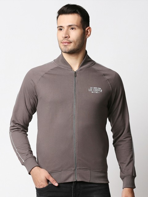 

Lee Cooper Men Grey Solid Mandarin Collar Sweatshirt