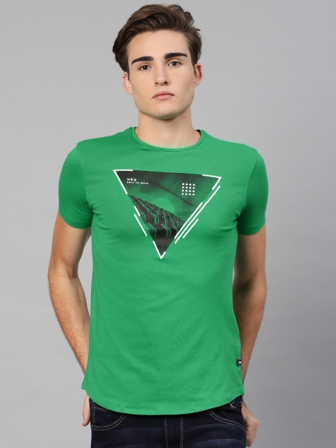 HRX by Hrithik Roshan Men Green Printed T-shirt available at myntra for Rs.269