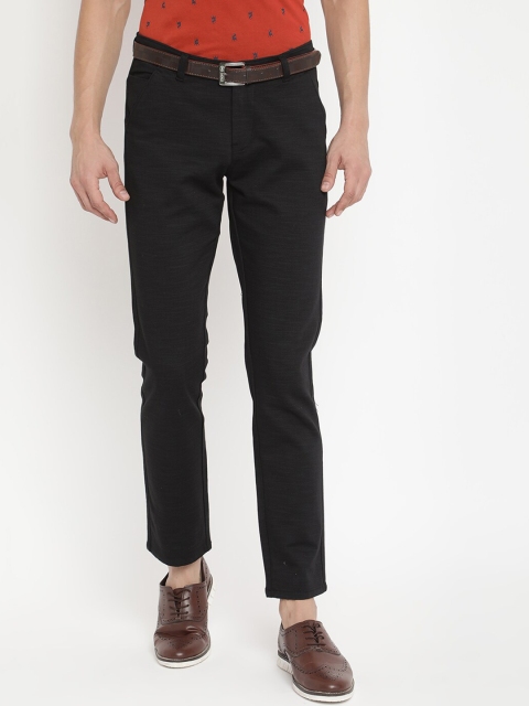 

V2 Value & Variety Men Black Textured Trousers