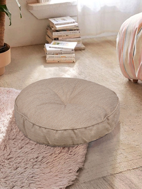 

S9home by Seasons Beige Solid Round Floor Cushion