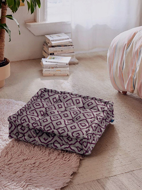 

S9home by Seasons Grey & Purple Printed Square Floor Cushion