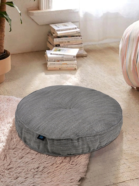 

S9home by Seasons Grey Textured Round Floor Cushion