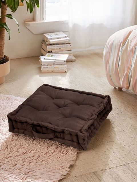 

S9home by Seasons Coffee Brown Solid Square Floor Cushion
