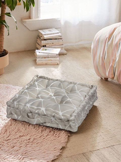 

S9home by Seasons Beige & White Printed Square Floor Cushion