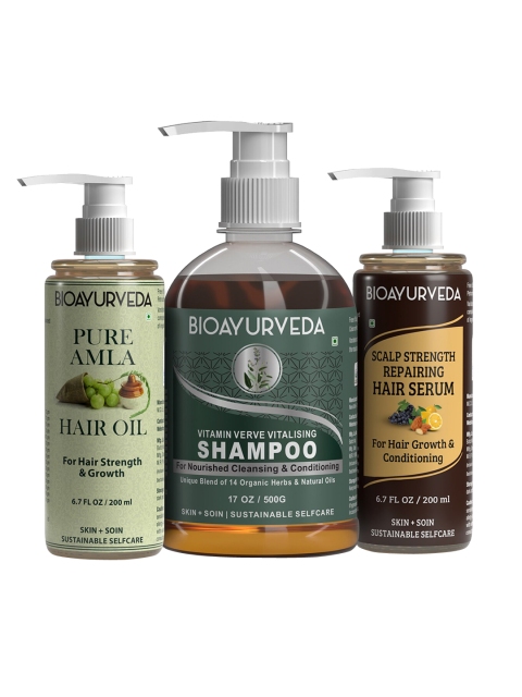 

BIOAYURVEDA Set of Hair Serum-Hair Oil & Shampoo, Green