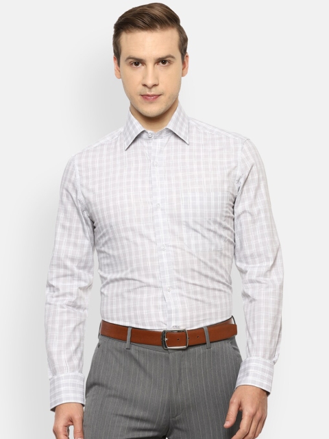

Louis Philippe Men White Checked Regular Fit Pure Cotton Formal Shirt