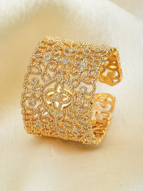 

KARATCART Women Gold-Plated White AD-Studded Finger Ring