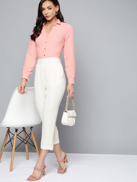 

Chemistry Women Pink Solid Casual Shirt
