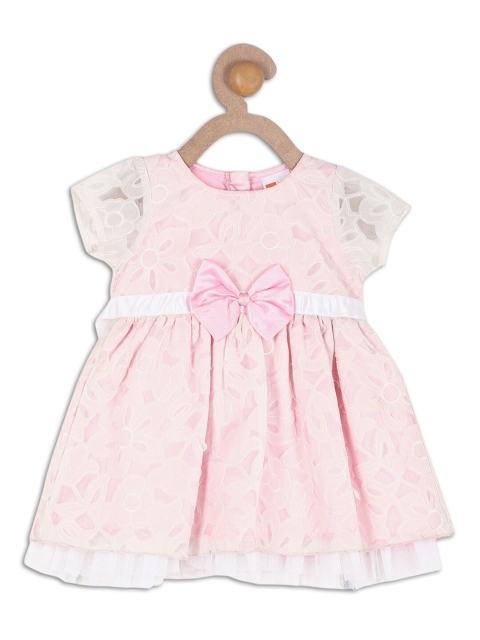 

612 league Girls Pink & White Self Design Dress