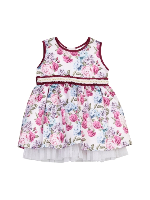 

612 league Girls White & Pink Floral Dress