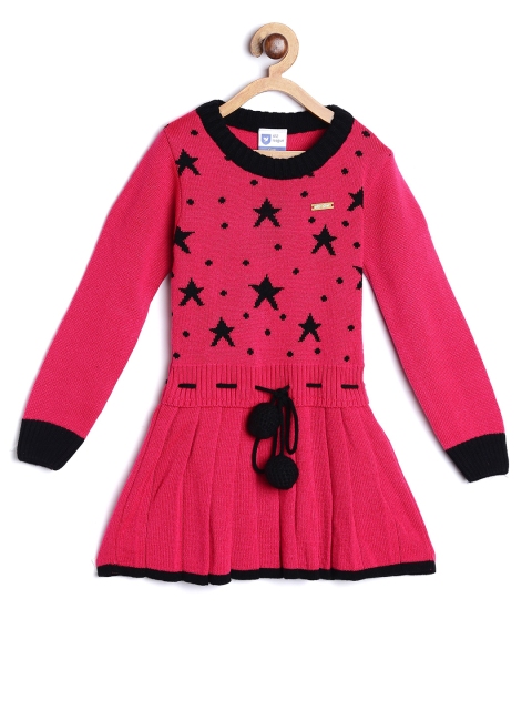 

612 league Girls Fuchsia Pink & Black Acrylic Sweater Dress