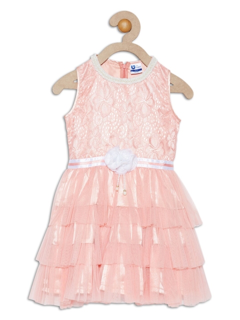 

612 league Girls Peach-Coloured Lace Dress