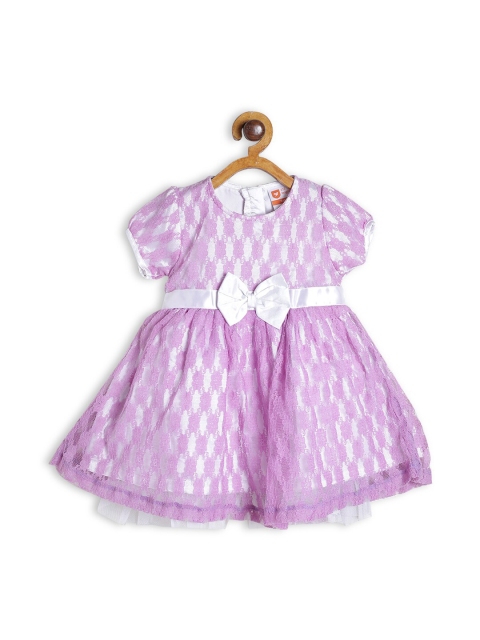 

612 league Girls Purple & White Cotton Lace Dress